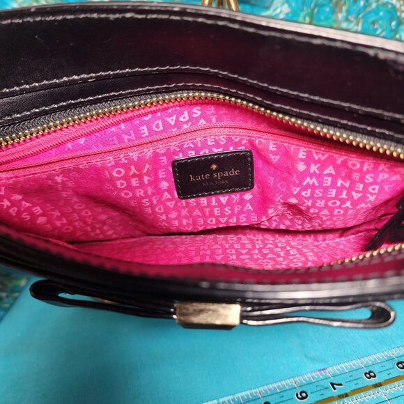 Kate Spade Montford Park Angelica Bow Crossbody Black Smooth Leather Handbag - Picture 5 of 8